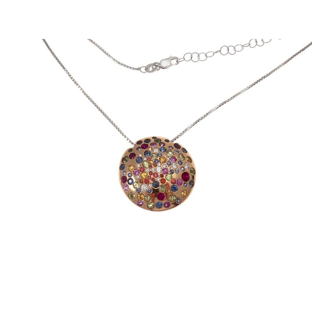 Rose Gold Confetti Pendant with white gold necklace