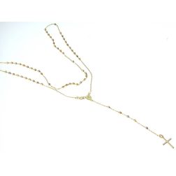 Collana Rosario Oro Giallo Bianco e Rosa sfere 4.80 mm