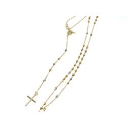 Rose Yellow and White Gold Rosary Necklace spheres 4.80 mm