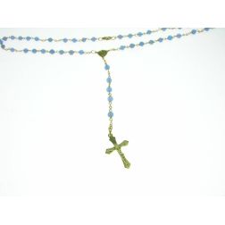 Collana Rosario Oro Giallo e Agata Azzurra sfere 4.50 mm