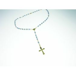 Collana Rosario Oro Giallo e Agata Azzurra sfere 4.50 mm