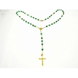 Collana Rosario Oro Giallo e Agata verde