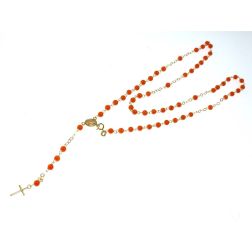 Yellow Gold and Corals Rosary Necklace