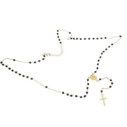 Collana Rosario Oro Giallo e Onice sfere 2.40 mm
