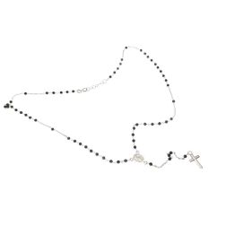Collana Rosario Oro Bianco e Onice sfere 2.40 mm