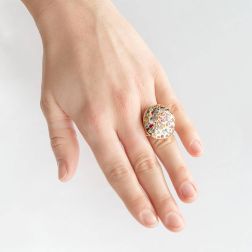 Anello Coriandoli Oro Rosa foto indossata
