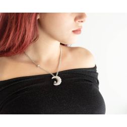 Collana Luna e Stella con Diamanti foto indossata