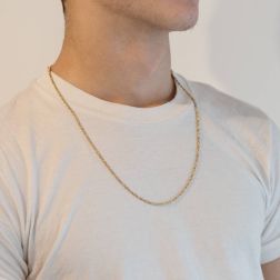 60cm Necklace spring in white gold and sphere in yellow photo worn