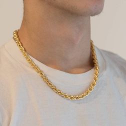 Photo of worn Rope Necklace x 7.70mm Yellow Gold