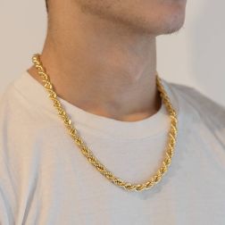 Photo of worn Rope Necklace x 7.70 mm Yellow gold