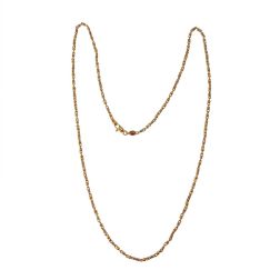 Collana 62cm alternata molla in oro bianco pallina in oro giallo