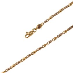 Collana 62cm alternata molla in oro bianco pallina in oro giallo