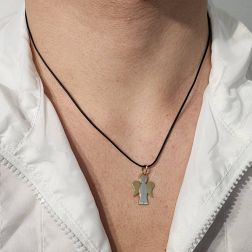 Two-tone angel pendant photo worn