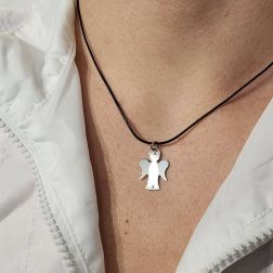 Little angel pendant in white gold photo worn