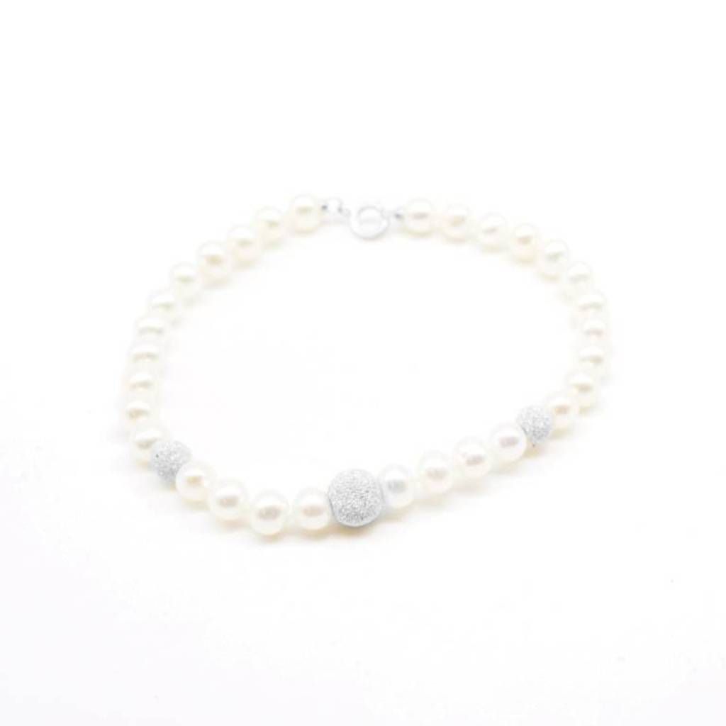 Bracciale Perle Scalare Oro Bianco