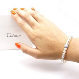 photo of worn White Gold Scalar Beads bracelet