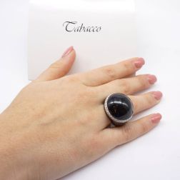 Photo of worn Ring Black Dome and Diamonds