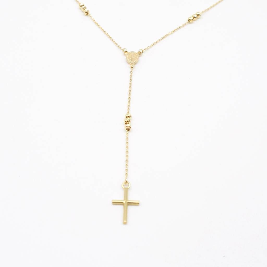 Thin Yellow Gold Rosary Necklace
