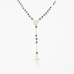 Collana Rosario Oro Giallo e Onice sfere 2.40 mm