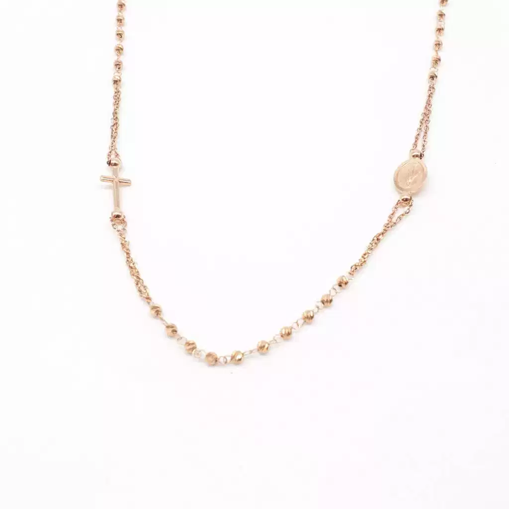 Collana Rosario Oro Rosa sfere 2.50 mm