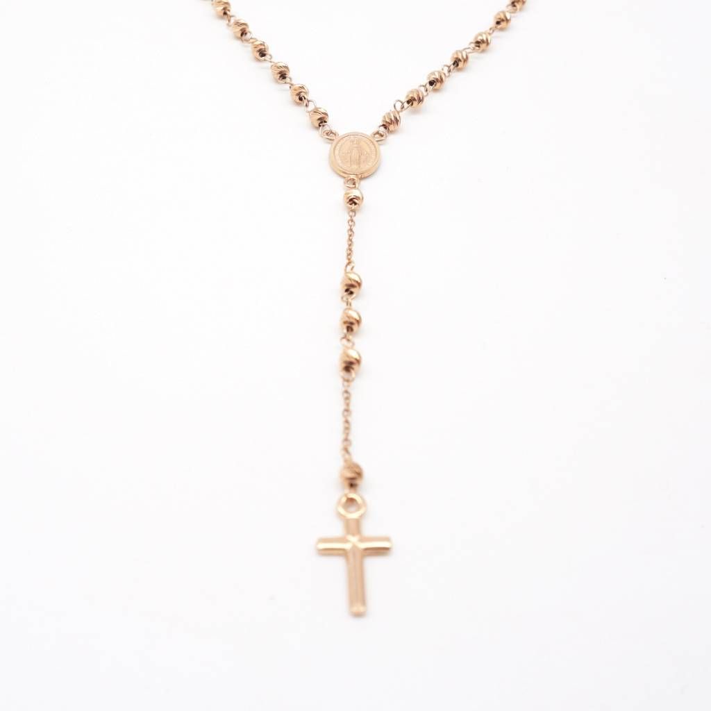 Rose Gold Rosary Necklace spheres 3.00 mm