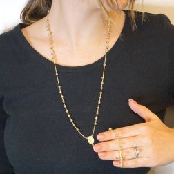 Collana Rosario Oro Giallo Bianco e Rosa sfere 4.80 mm