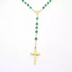 Collana Rosario Oro Giallo e Agata verde