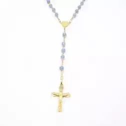 Collana Rosario Oro Giallo e Agata Azzurra sfere 4.50 mm