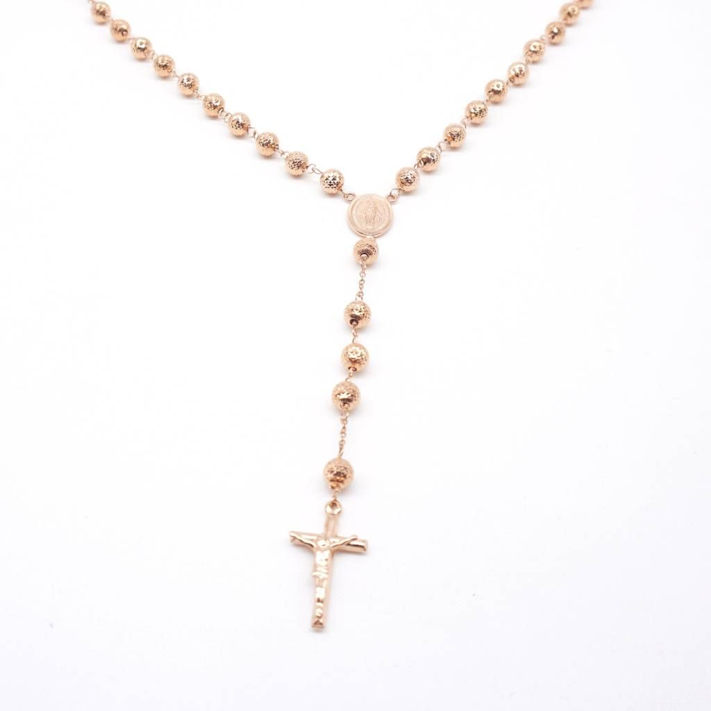 Collana Rosario Oro Rosa sfere 5.00 mm