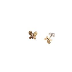 Butterfly-shaped earrings faceted wings yellow and white gold