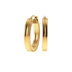 Boccole Ovali Rigate 2.60cm x 2.20cm incavate al centro Oro Giallo 18kt