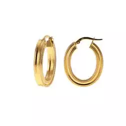 Boccole Ovali Rigate 2.60cm x 2.20cm incavate al centro Oro Giallo 18kt