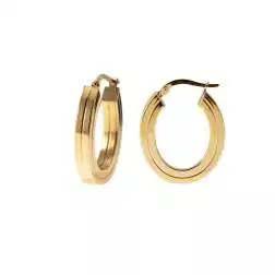 Boccole Ovali Rigate 2.60cm x 2.18cm canna quadra Oro Giallo 18kt