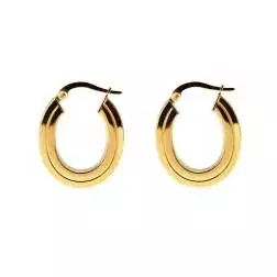 Boccole Ovali Rigate 2.30cm x 1.95cm canna quadra Oro Giallo 18kt
