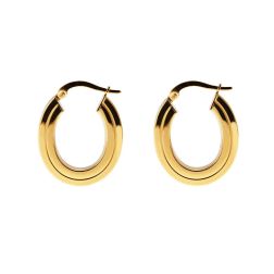 Oval Striped squared Hoops 2.30cm x 1.95cm 18kt Yellow Gold