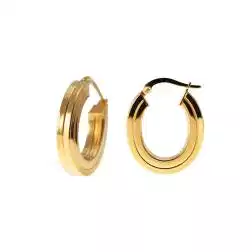 Boccole Ovali Rigate 2.30cm x 1.95cm canna quadra Oro Giallo 18kt