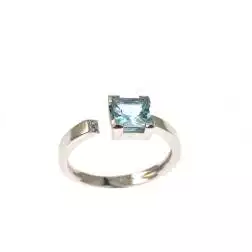 Anello Solitario Acquamarina e Diamanti