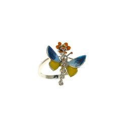 Ring Blue and Yellow Butterfly