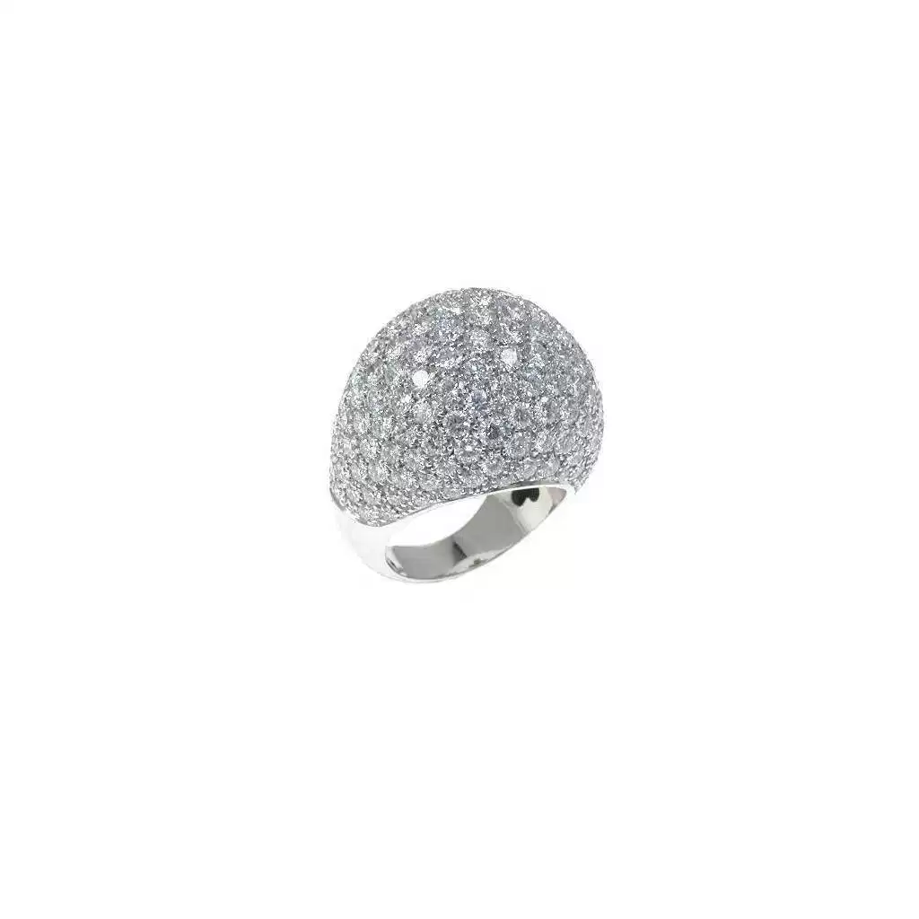 Dome ring in white gold with diamonds