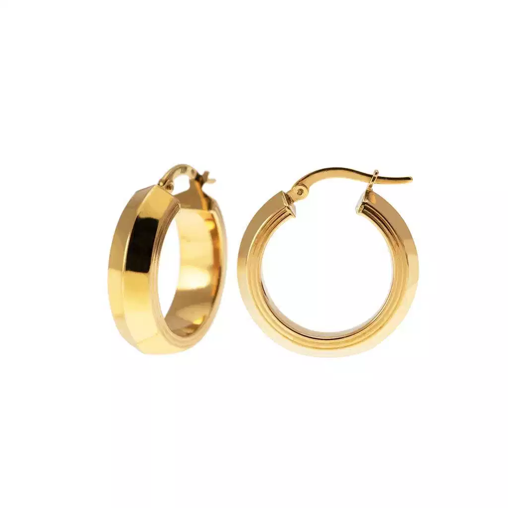 Boccole Punta lato rigato 2.20cm x 6mm Classica Oro giallo