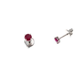 Solitaire earring in white gold with rubies