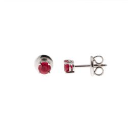 Solitaire earring in white gold with rubies