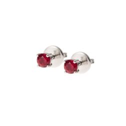 Solitaire earring in white gold with rubies