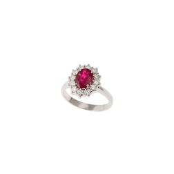Kate ring with 8.10x6.20mm Ruby and 12 Diamonds