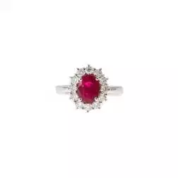 Anello Kate con Rubino 8.10x6.20mm e 12 Diamanti
