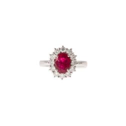 Kate ring with 8.10x6.20mm Ruby and 12 Diamonds