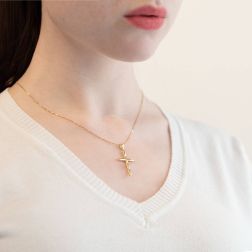 photo of worn Cross with Pyramid Reliefs in Yellow Gold
