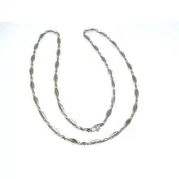 Collana a catena e segmenti alternati oro bianco