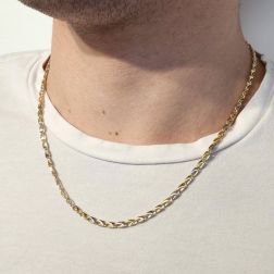 Photo of Worn Ovals with Triangles Necklace 50cm in Yellow and White Gold
