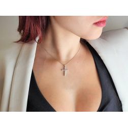 Photo of worn Cross pendant with 11 diamonds